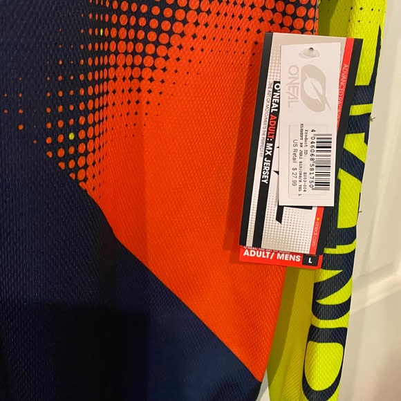 New! O'Neal Mens L MX Jersey Blue Orange Neon Riding Long Sleeve Enjoy the Ride - Picture 3 of 6